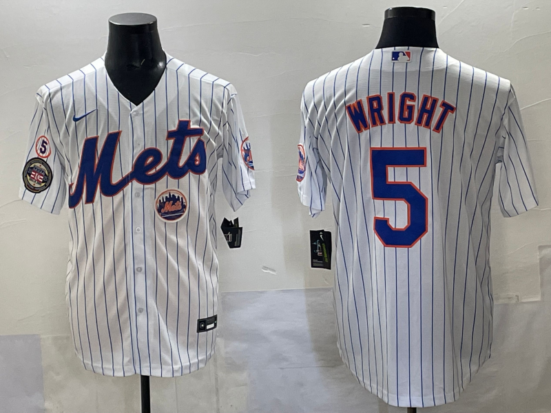 Men 2025 New York Mets #5 Wright white MLB Nike jersey style 6->new york mets->MLB Jersey